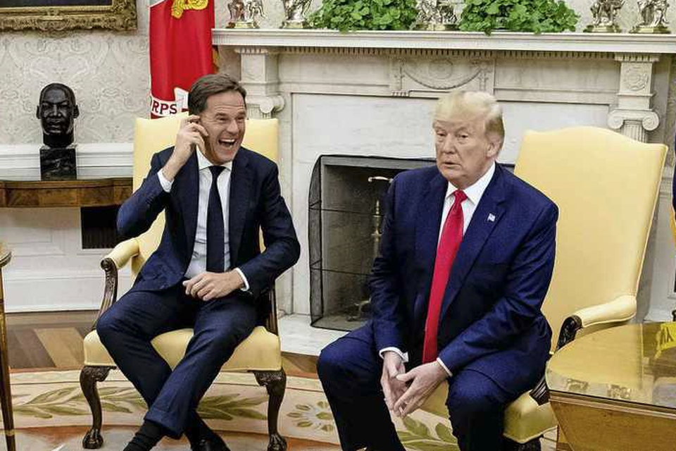 Rutte baarde opzien in 2018 toen hij voor de camera’s de toenmalige president Trump keihard tegensprak.