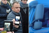 thumbnail: Links: De eigenaar van de transportfirma toont een foto van de vermoordde chauffeur.  Rechts: De vermoordde chauffeur