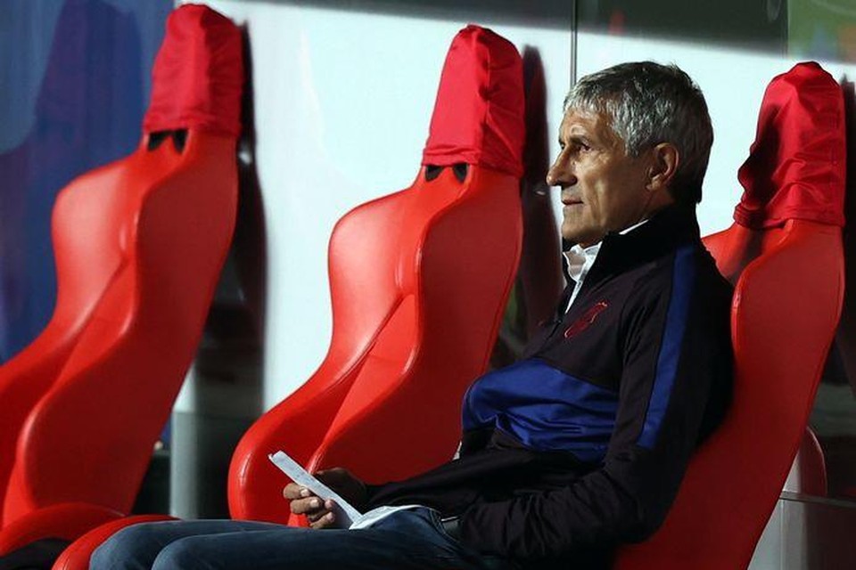 Quique Sétien tijdens zijn laatste wedstrijd voor Barcelona. 
