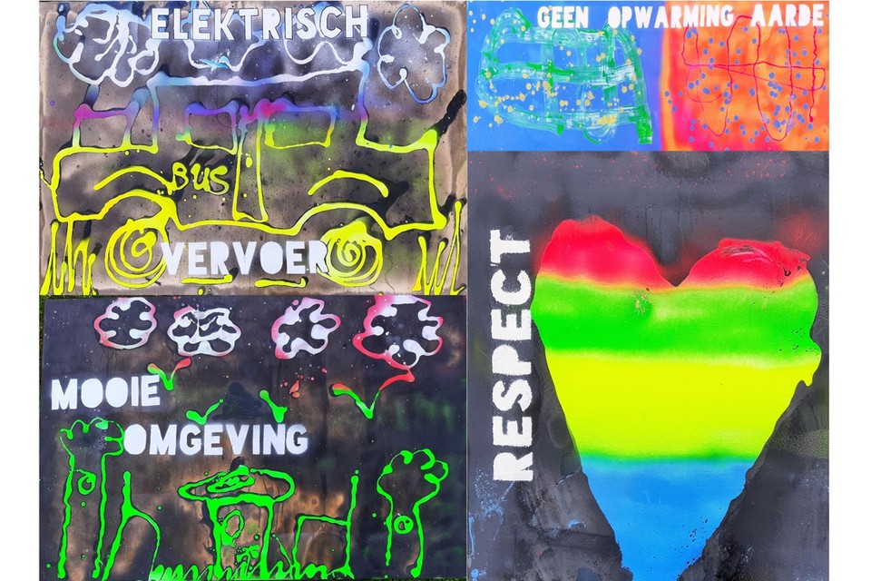 Enkele voorbeelden van de graffiti-borden. 