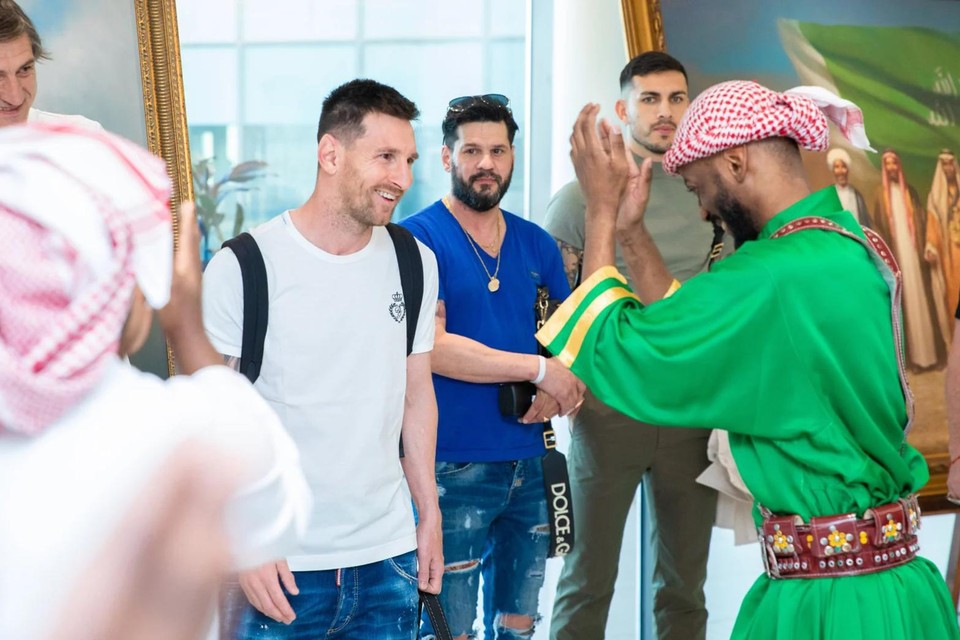 Lionel Messi tijdens zijn bezoek aan Jeddah. 