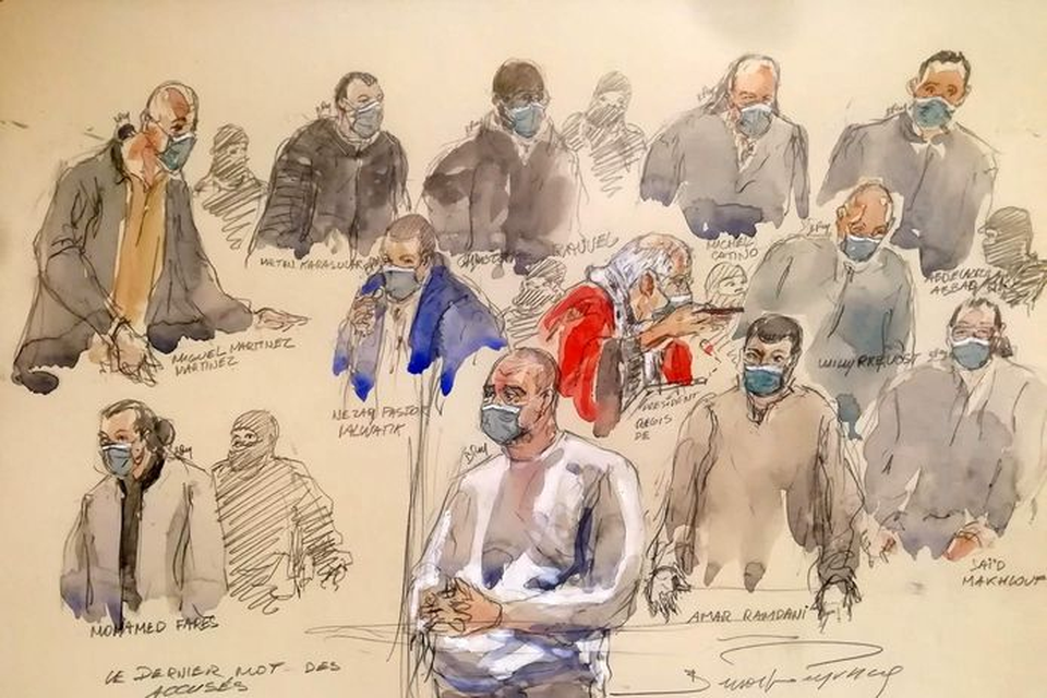 Een schets van de Frans-Turkse hoofdverdachte Ali Riza Polat.