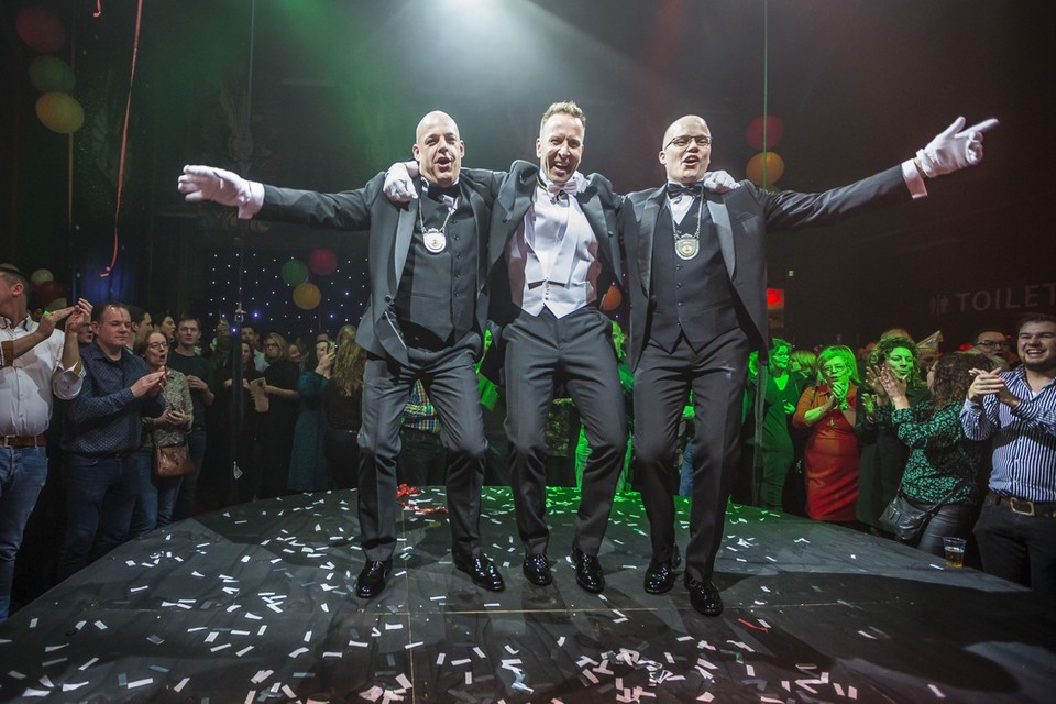 Het nieuwe trio van De Pielhaas Venray: v.l.n.r. adjudant Wilco Postma, prins Jeroen Ewalts en adjudant Mark Weijs. 