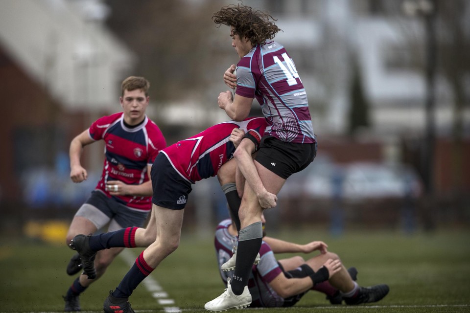 Beeld uit een wedstrijd van de Maastrichtse Rugby Club.