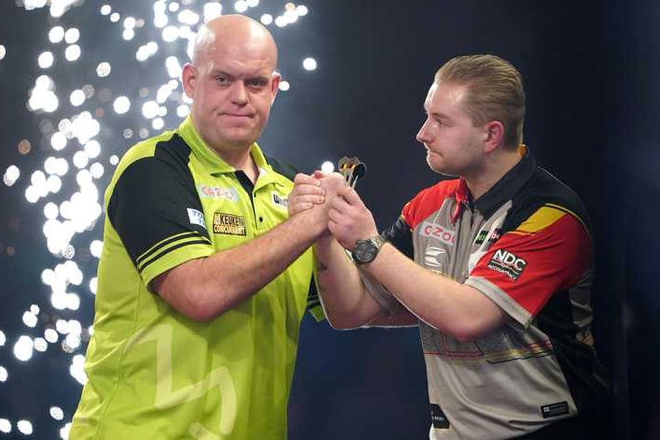 Michael van Gerwen en Dimitri Van den Bergh.
