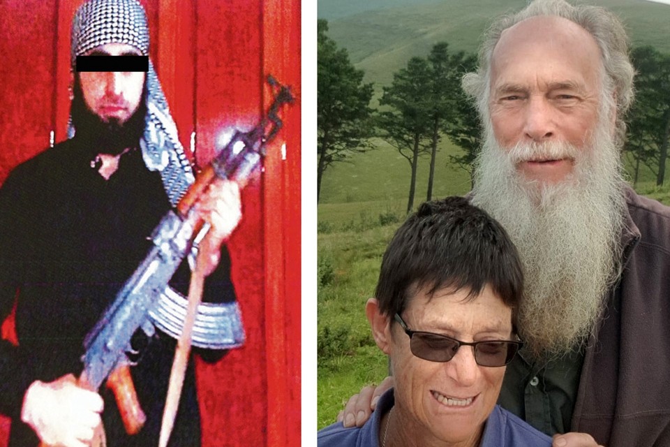 Jihadist Mohammed G. (links) en het ontvoerde en gedode echtpaar Saunders in Zuid-Afrika 