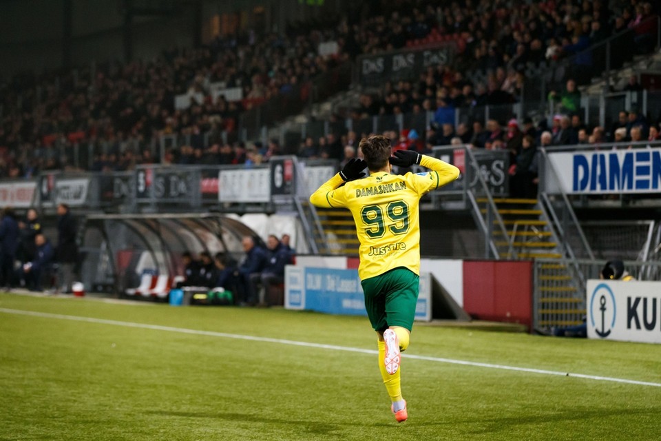 Damascan viert de 0-1 tegen Sparta. 