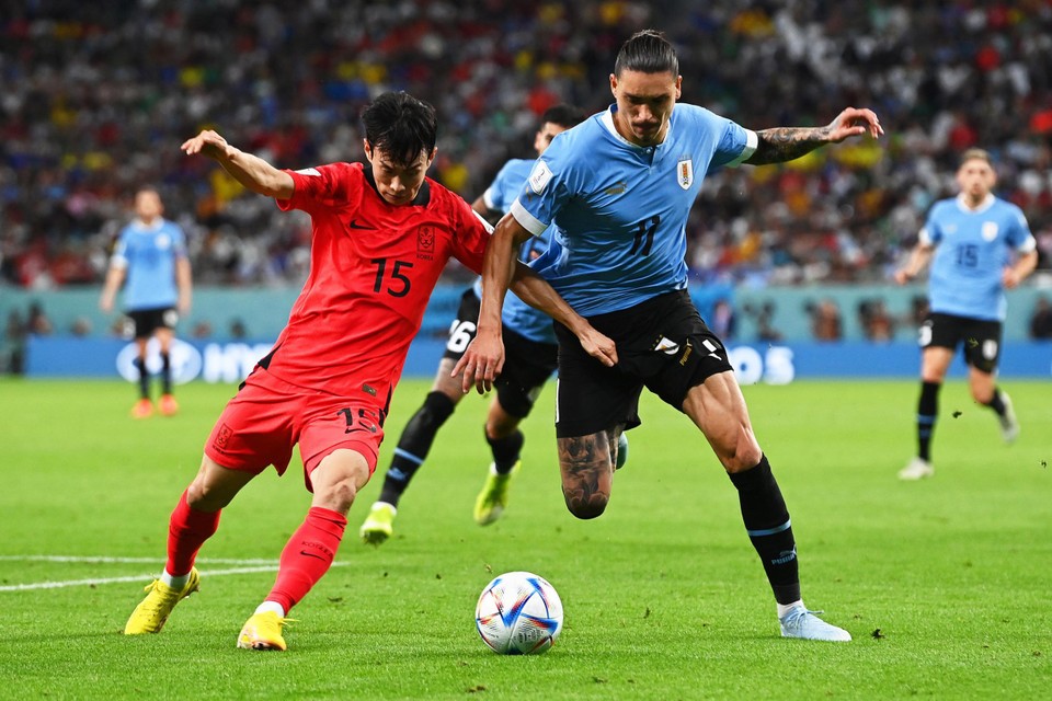 Uruguay en Zuid-Korea kwamen niet tot scoren.  