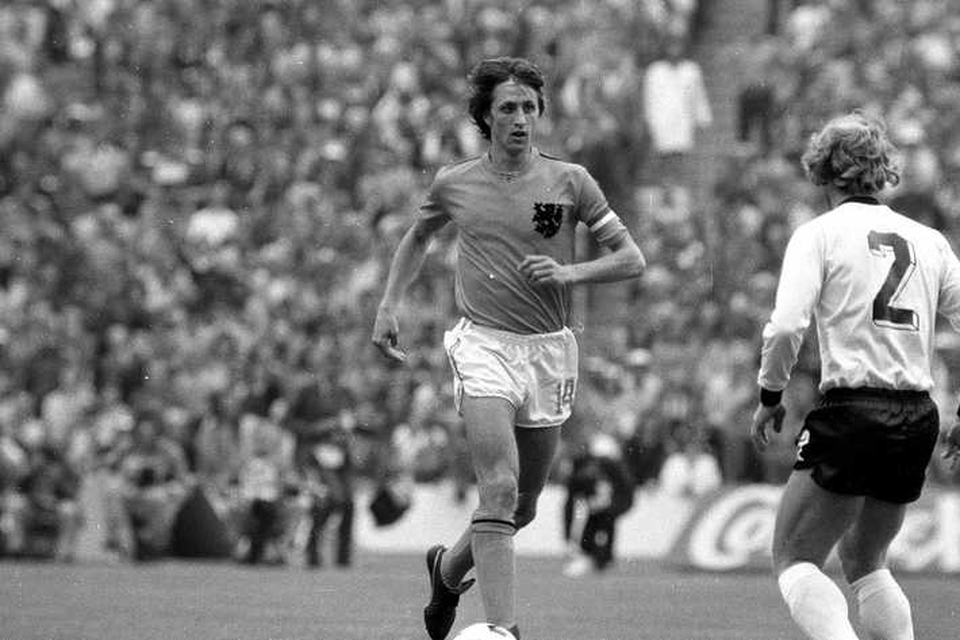 Johan Cruijff tijdens de WK-finale tegen West-Duitsland in 1974. 