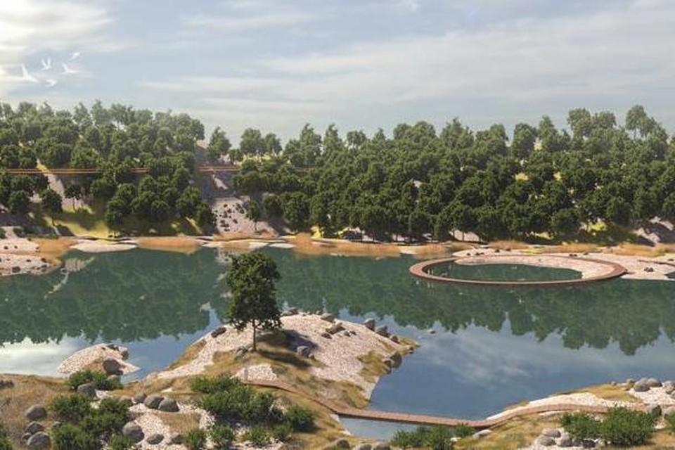 Een grote vijver met natuurzwembad maakt deel uit van de plannen voor recreatiepark Silt in Schinnen. 