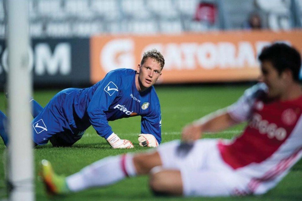 Fortuna-keeper Leon ter Wielen in een eerdere wedstrijd tegen Jong Ajax. 