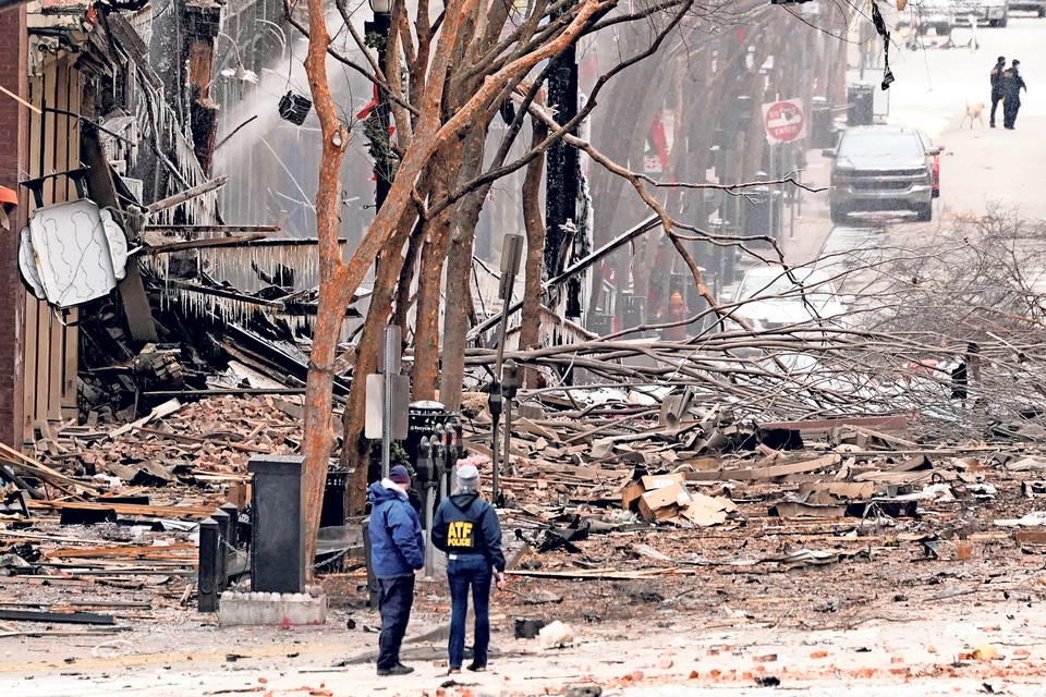 De explosie in Nashville heeft een enorme ravage aangericht. 
