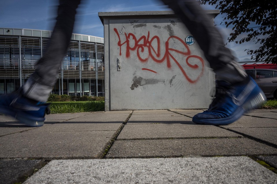 De ‘Hoser’- tags werden over een lengte van kilometers aangebracht in Brunssum.  
