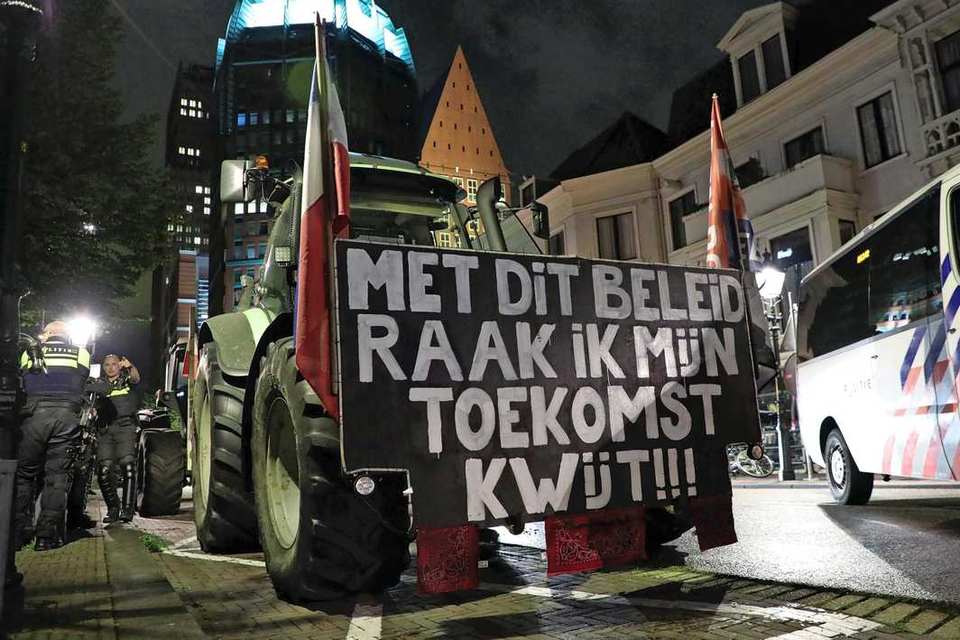 Protesterende boeren dinsdagochtend in Den Haag. 