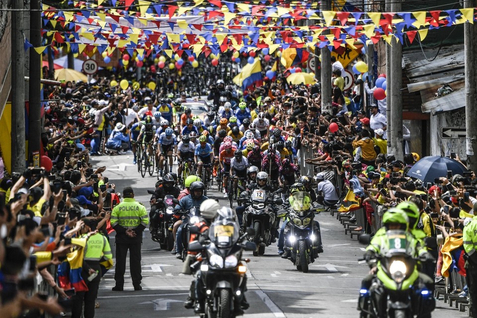 Beeld van de laatste etappe in de Ronde van Colombia van dit jaar. 