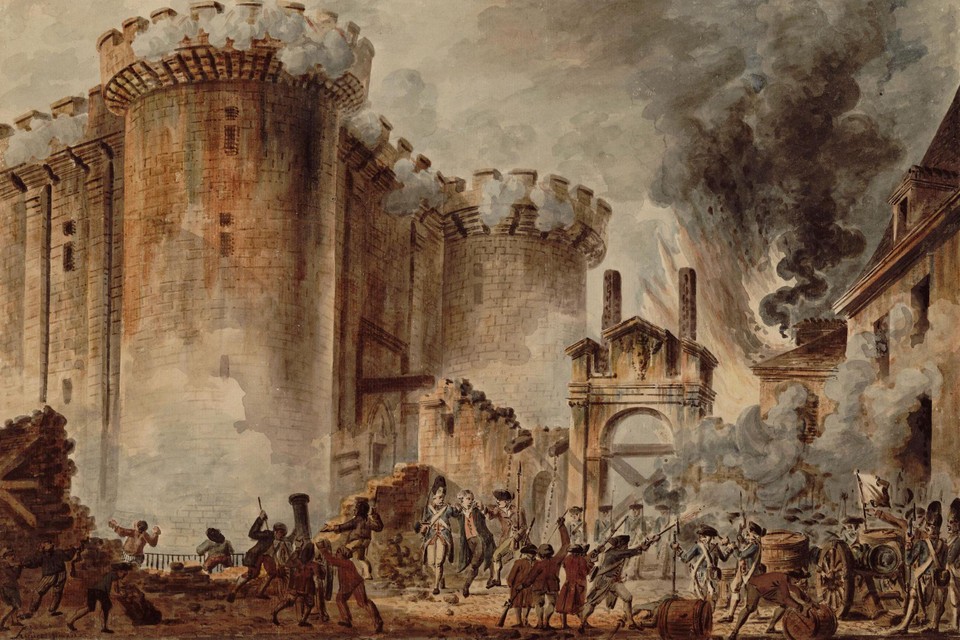 Een beeld uit de Bibliothèque nationale de France van de bestorming van de Bastille.