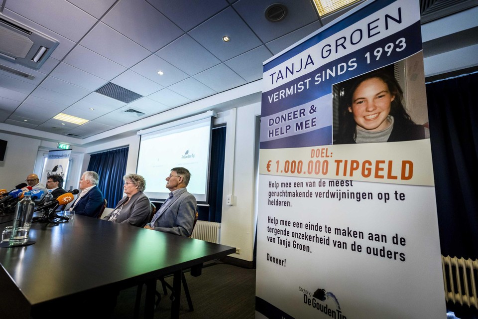 De persconferentie in 2021 waarop Peter R. de Vries en de ouders van Tanja het ‘Jaar van Tanja’ bekendmaakten.
